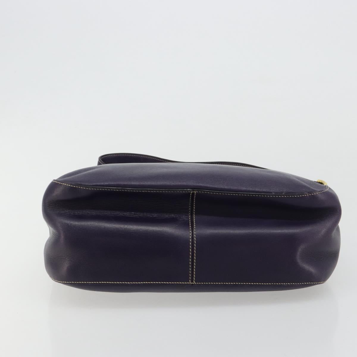 PRADA Chain Shoulder Bag Leather Purple Gold Auth 171280V