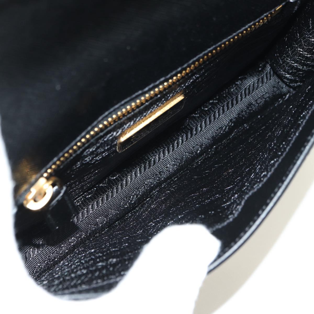 PRADA Shoulder Bag Safiano leather Black Gold Auth 171281V