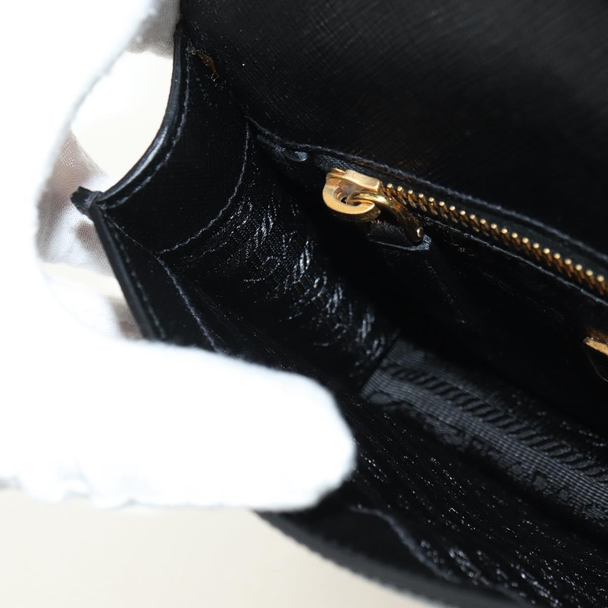 PRADA Shoulder Bag Safiano leather Black Gold Auth 171281V