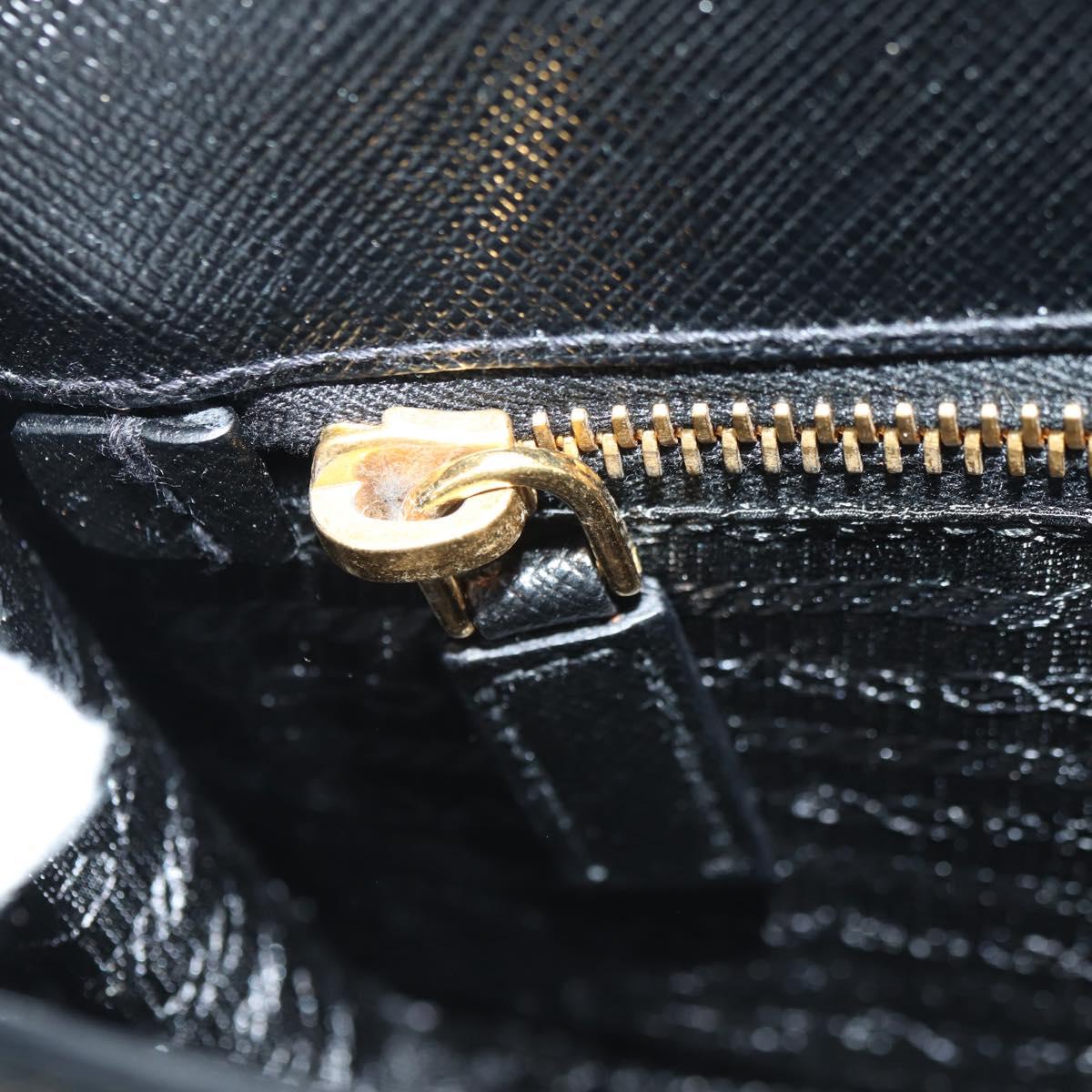 PRADA Shoulder Bag Safiano leather Black Gold Auth 171281V