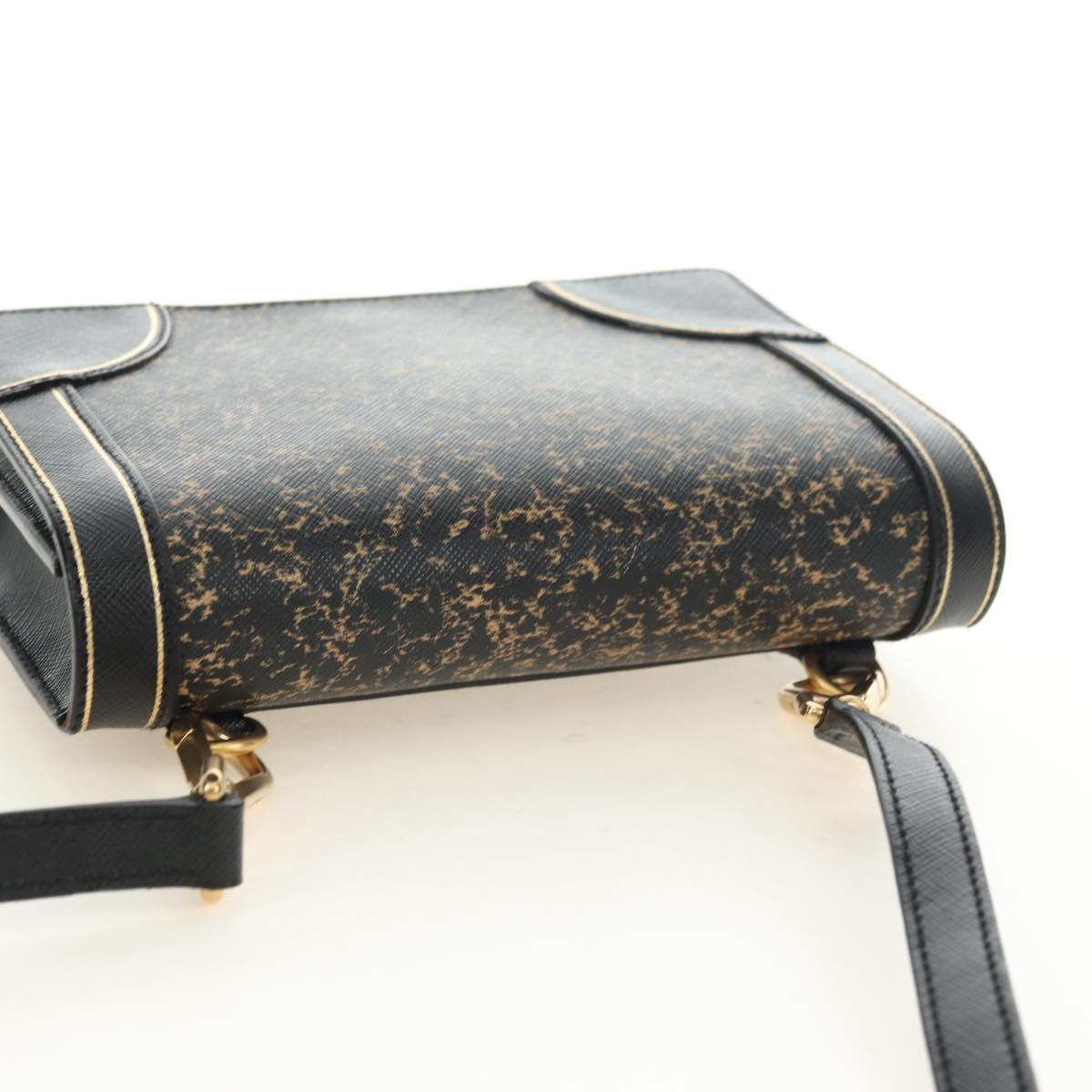 PRADA Shoulder Bag Safiano leather Black Gold Auth 171281V