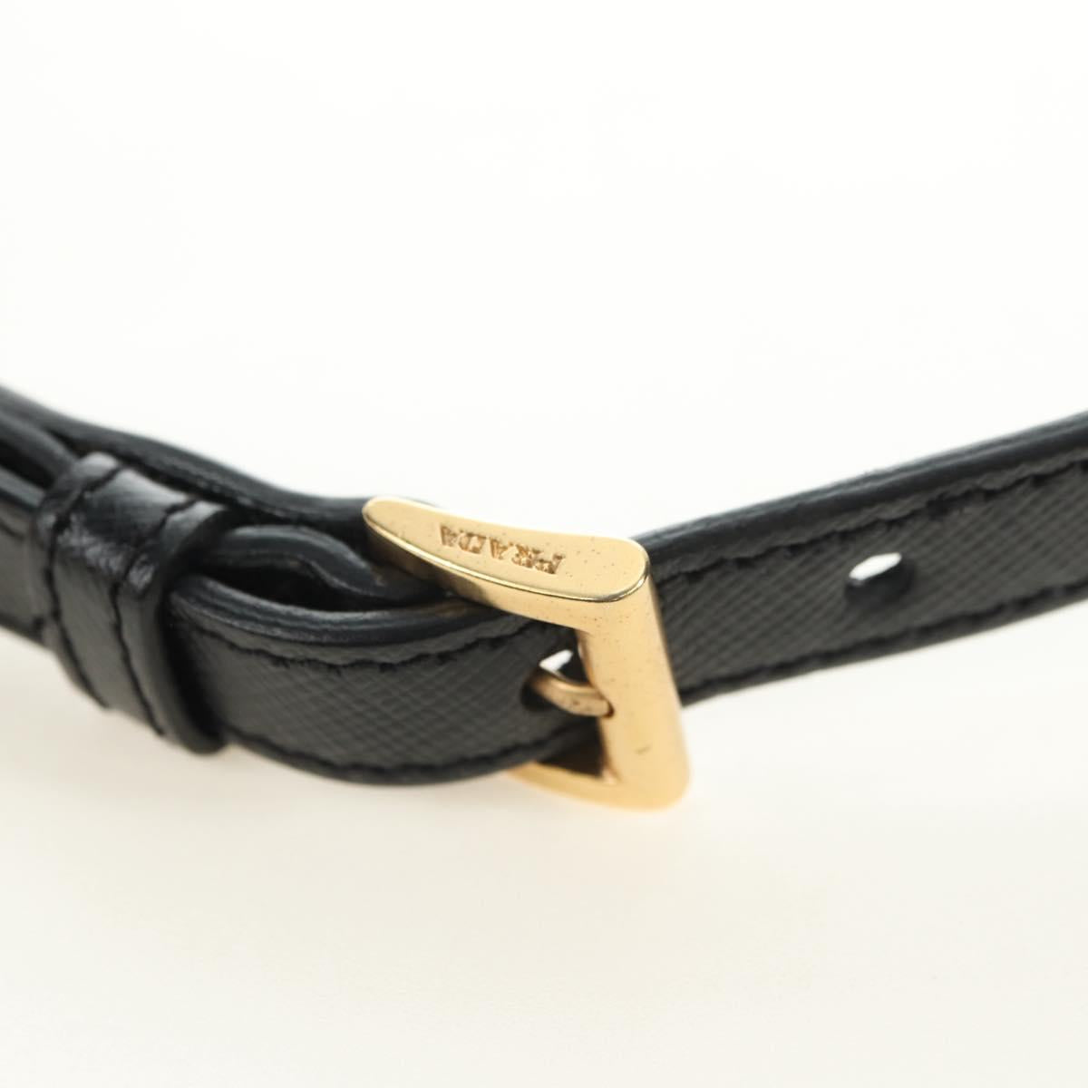 PRADA Shoulder Bag Safiano leather Black Gold Auth 171281V
