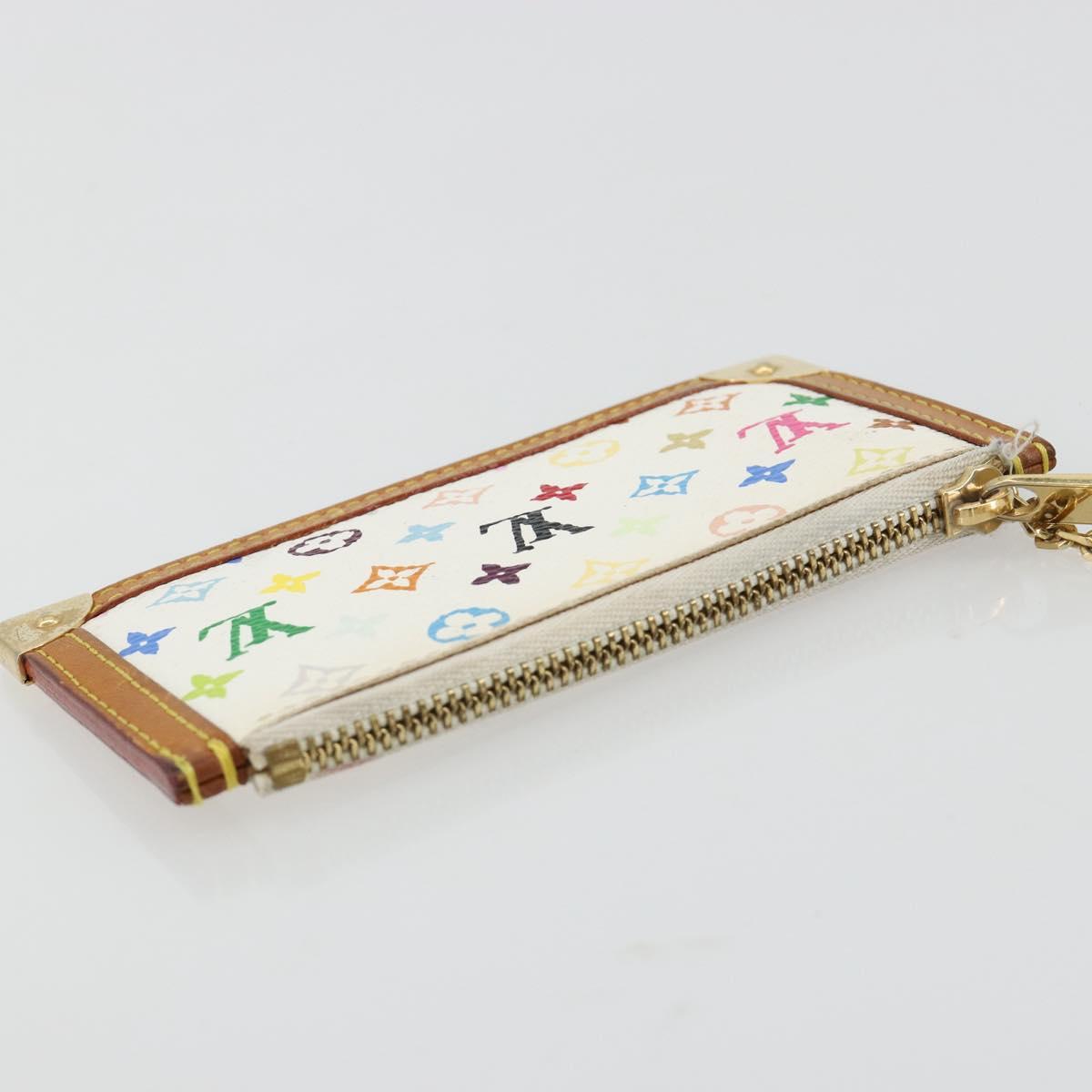 LOUIS VUITTON Monogram Multicolor Pochette Cles Purse White M92655 Auth 171283
