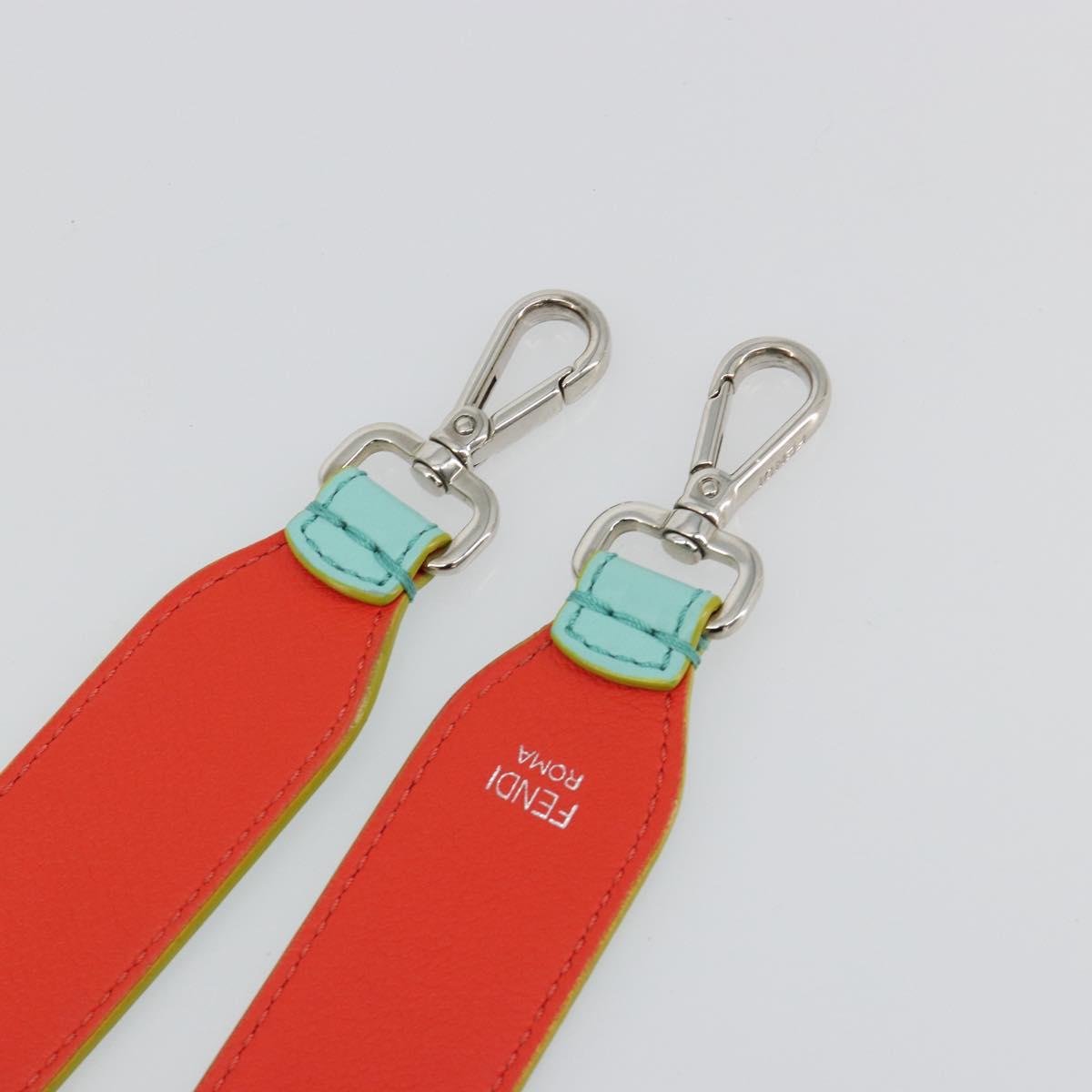FENDI Leather Shoulder Strap 35.4"" Light Blue Silver Auth 171288V