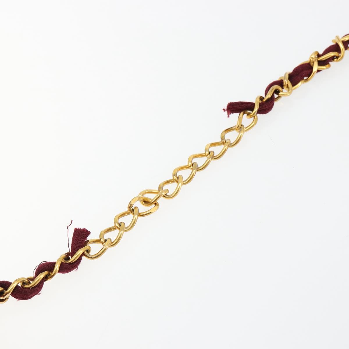 CHANEL Matelasse Chain Shoulder Bag Cotton Bordeaux Gold CC Auth 171294