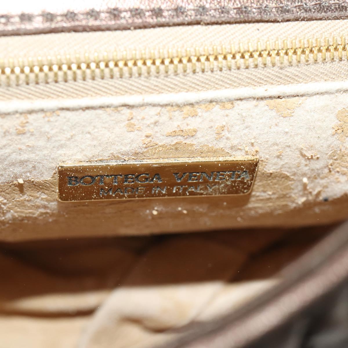 BOTTEGA VENETA INTRECCIATO Hand Bag Leather Bronze Gold Auth 171296