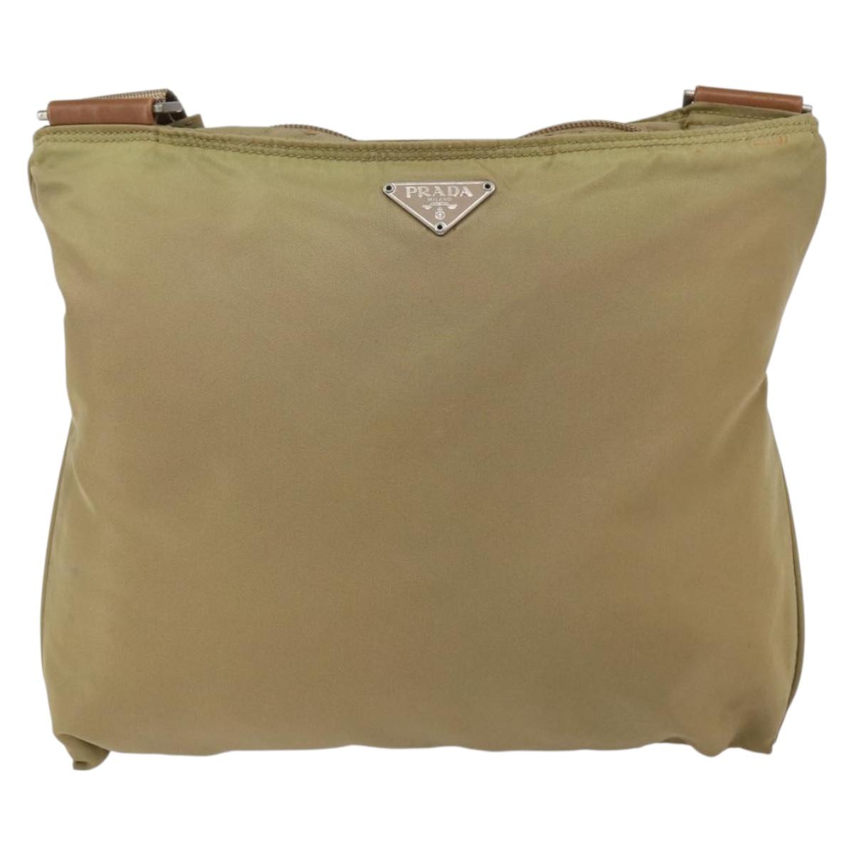 PRADA Shoulder Bag Nylon Beige Auth 171312