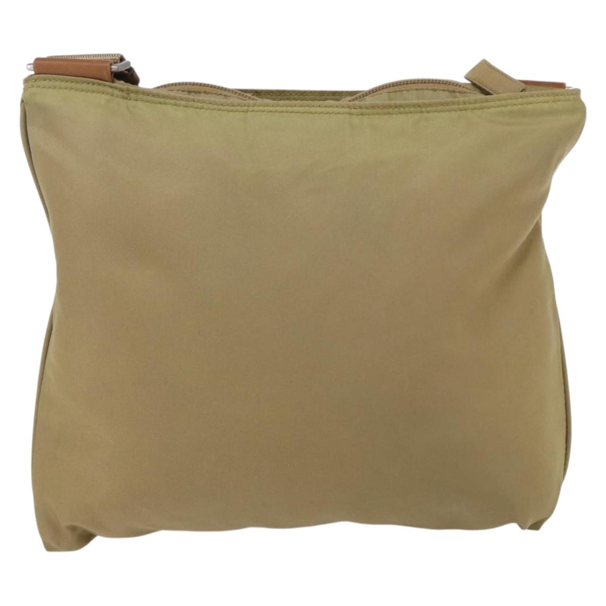 PRADA Shoulder Bag Nylon Beige Auth 171312