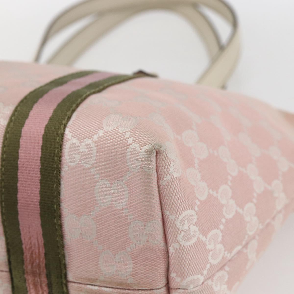 GUCCI GG Canvas Sherry Line Tote Bag Pink Gold 137396 Auth 171318