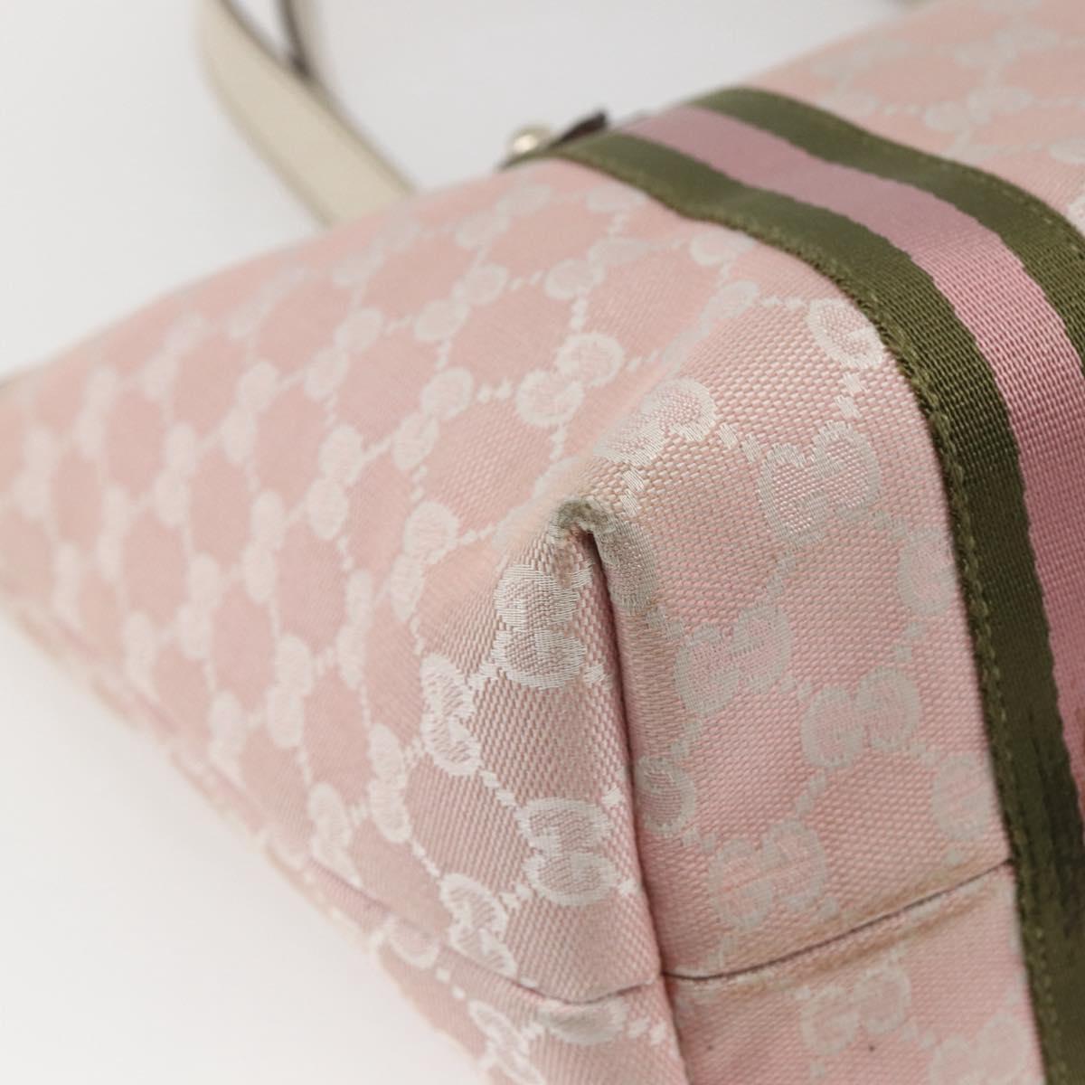 GUCCI GG Canvas Sherry Line Tote Bag Pink Gold 137396 Auth 171318