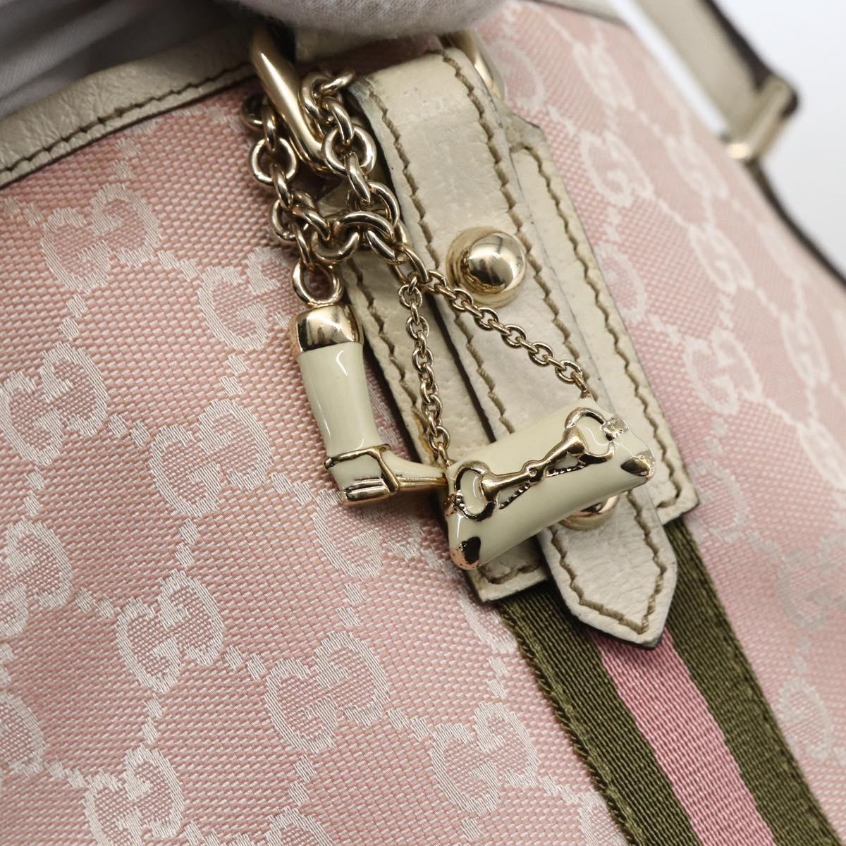 GUCCI GG Canvas Sherry Line Tote Bag Pink Gold 137396 Auth 171318