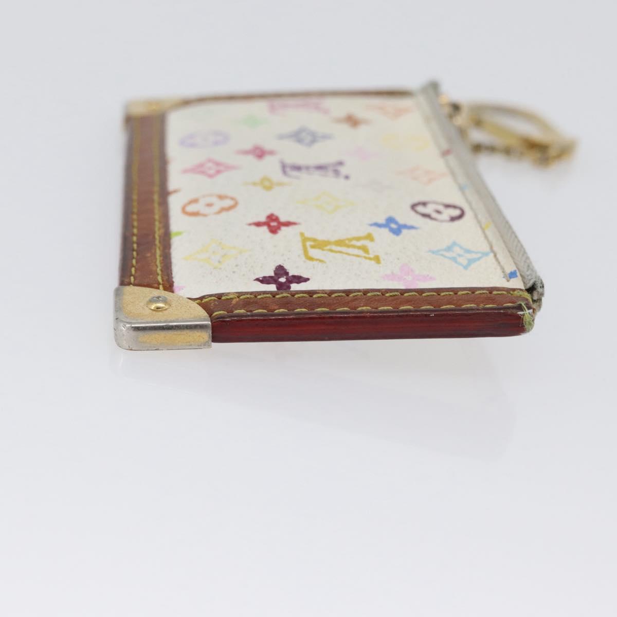 LOUIS VUITTON Multicolor Pochette Cles Coin Purse White M92655 LV Auth 171334