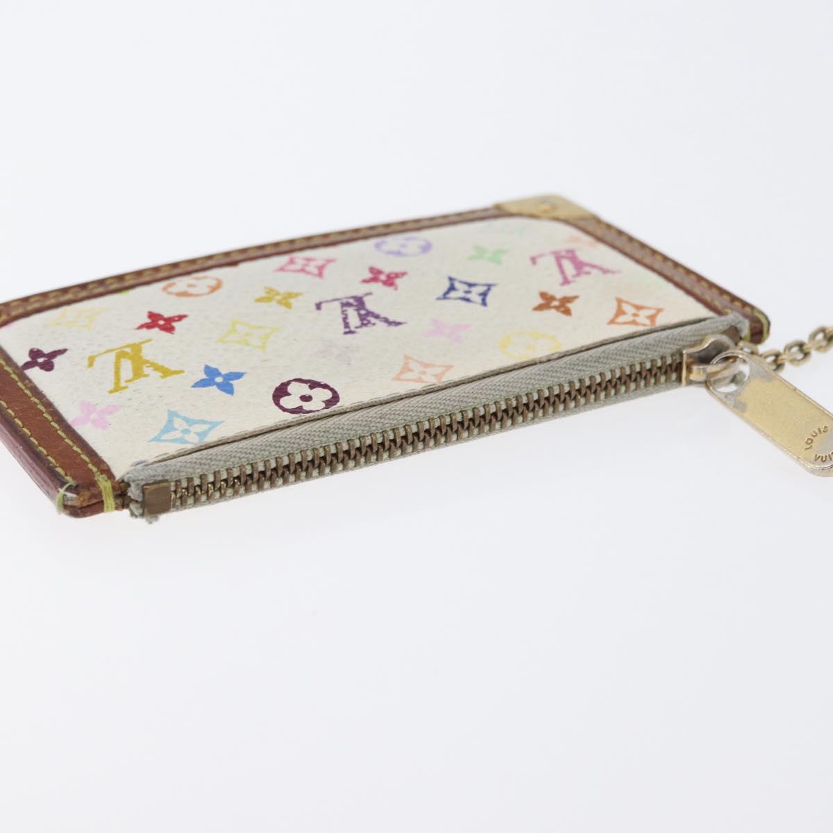 LOUIS VUITTON Multicolor Pochette Cles Coin Purse White M92655 LV Auth 171334