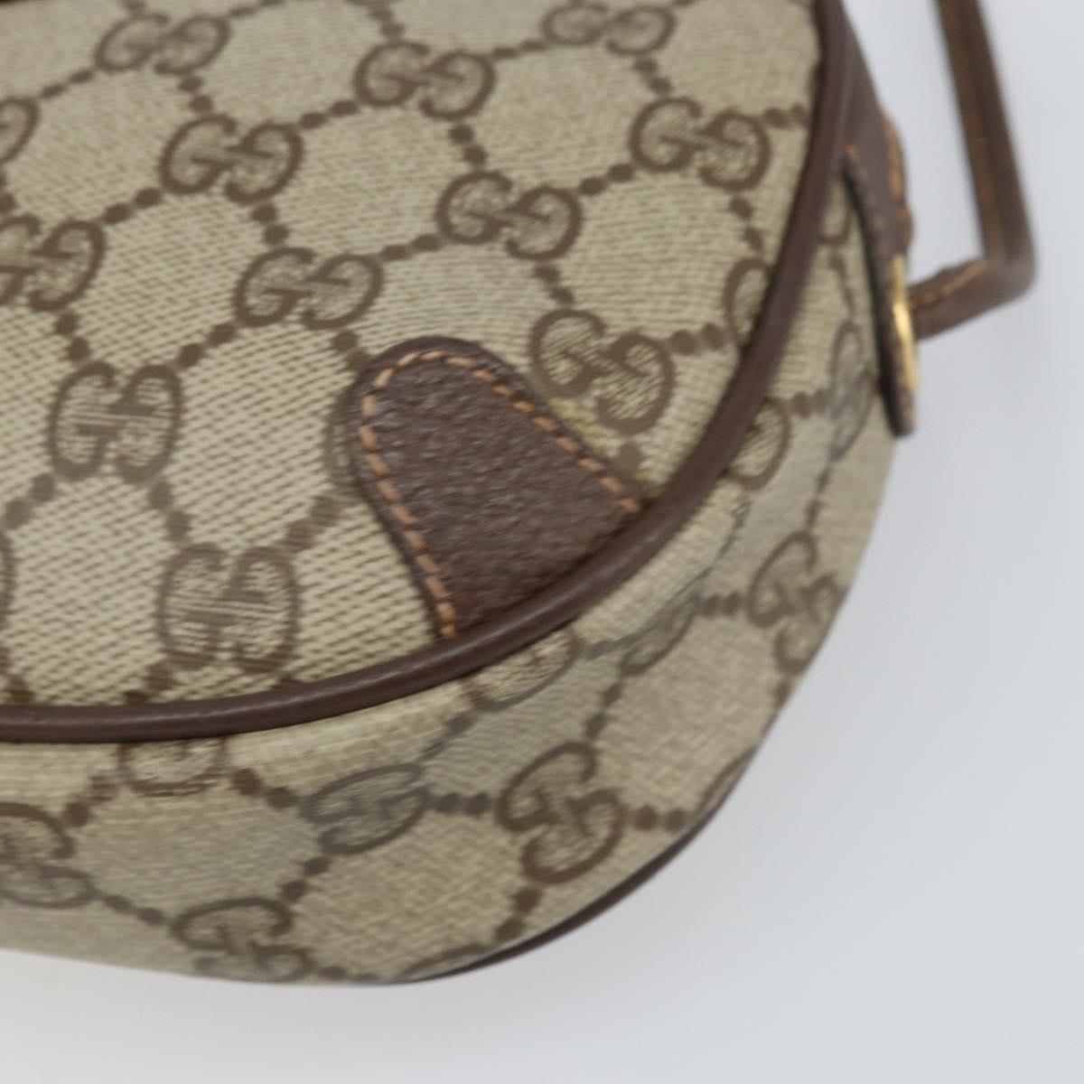 GUCCI GG Supreme Web Sherry Line Bag PVC Beige Gold 156 02 066 Auth 171353