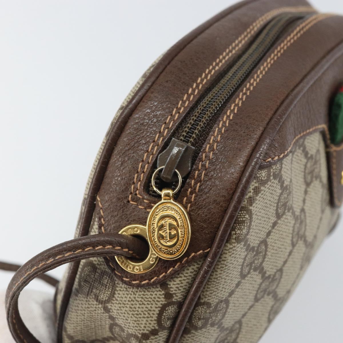 GUCCI GG Supreme Web Sherry Line Bag PVC Beige Gold 156 02 066 Auth 171353