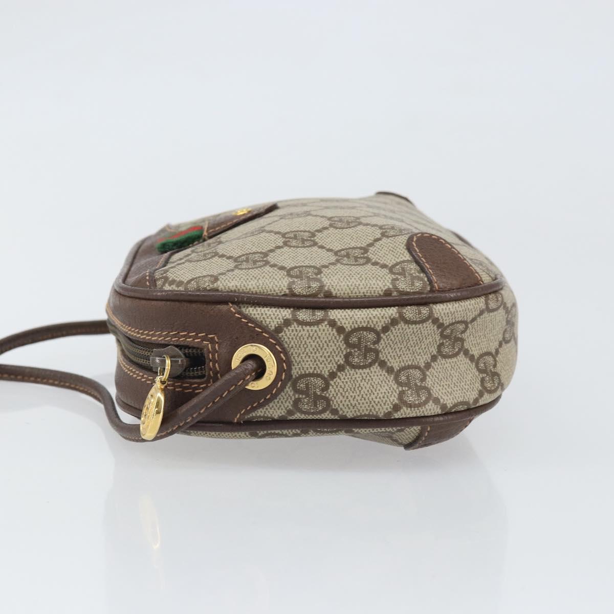 GUCCI GG Supreme Web Sherry Line Bag PVC Beige Gold 156 02 066 Auth 171353