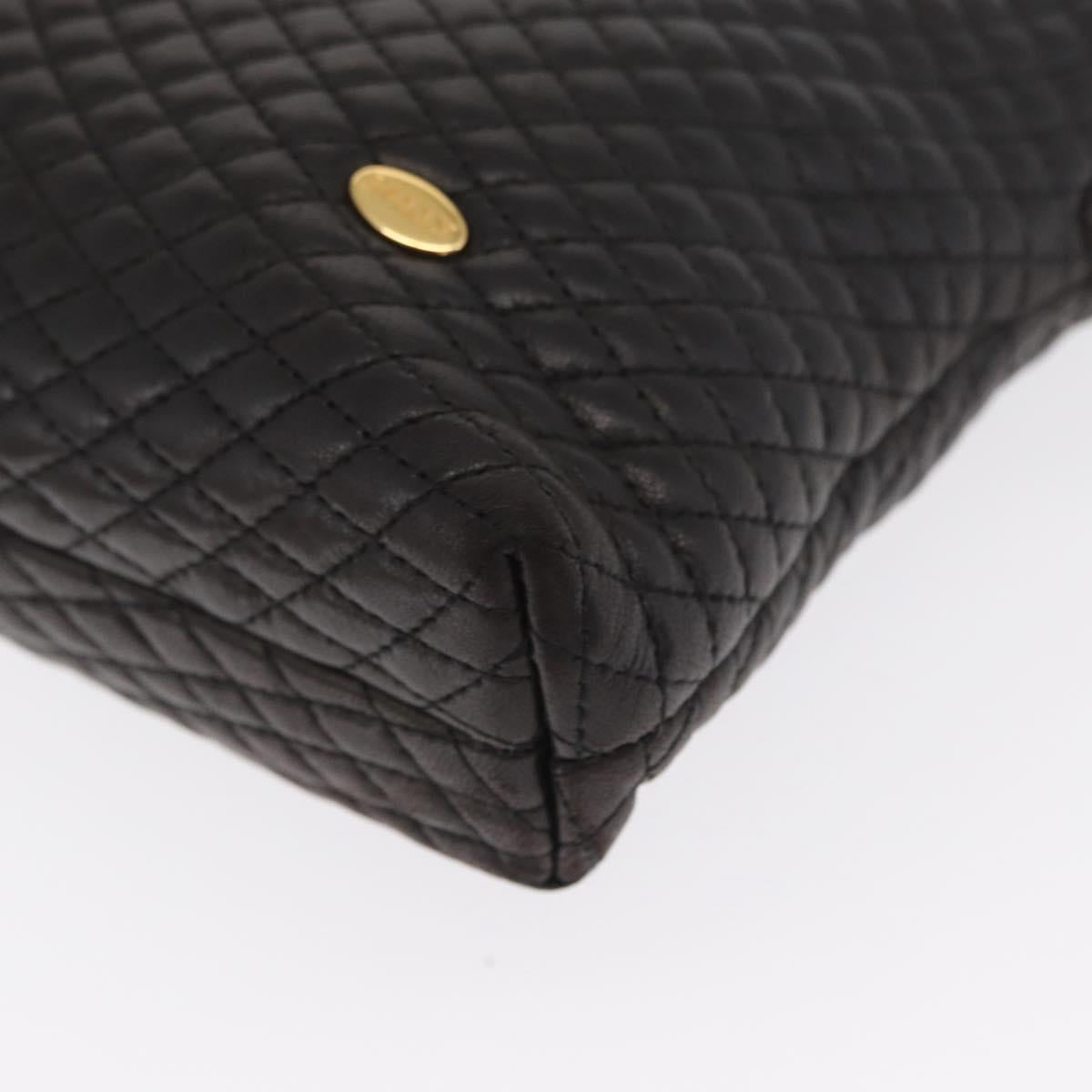 BALLY Chain Shoulder Bag Leather Black Gold Auth 171355