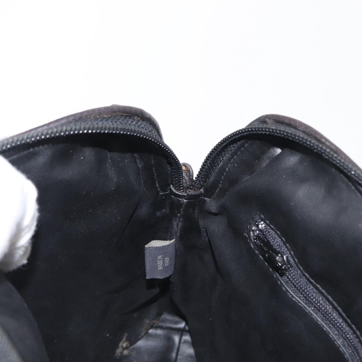 BALLY Chain Shoulder Bag Leather Black Gold Auth 171355