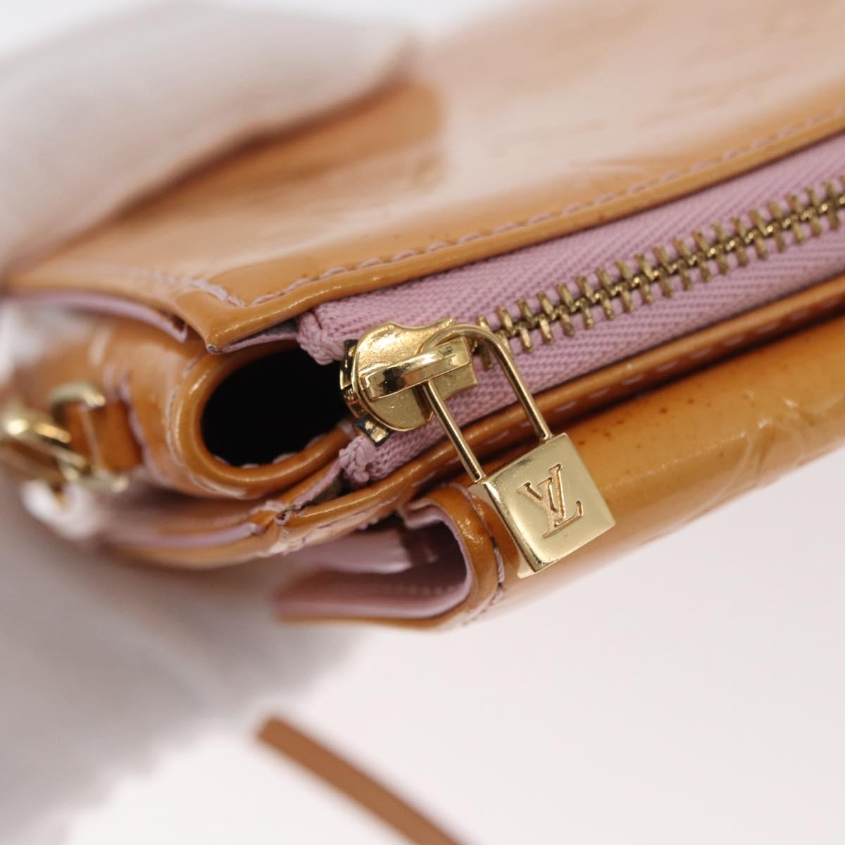 LOUIS VUITTON Monogram Vernis Motto Pouch Rose Florentin M91034 LV Auth 171356