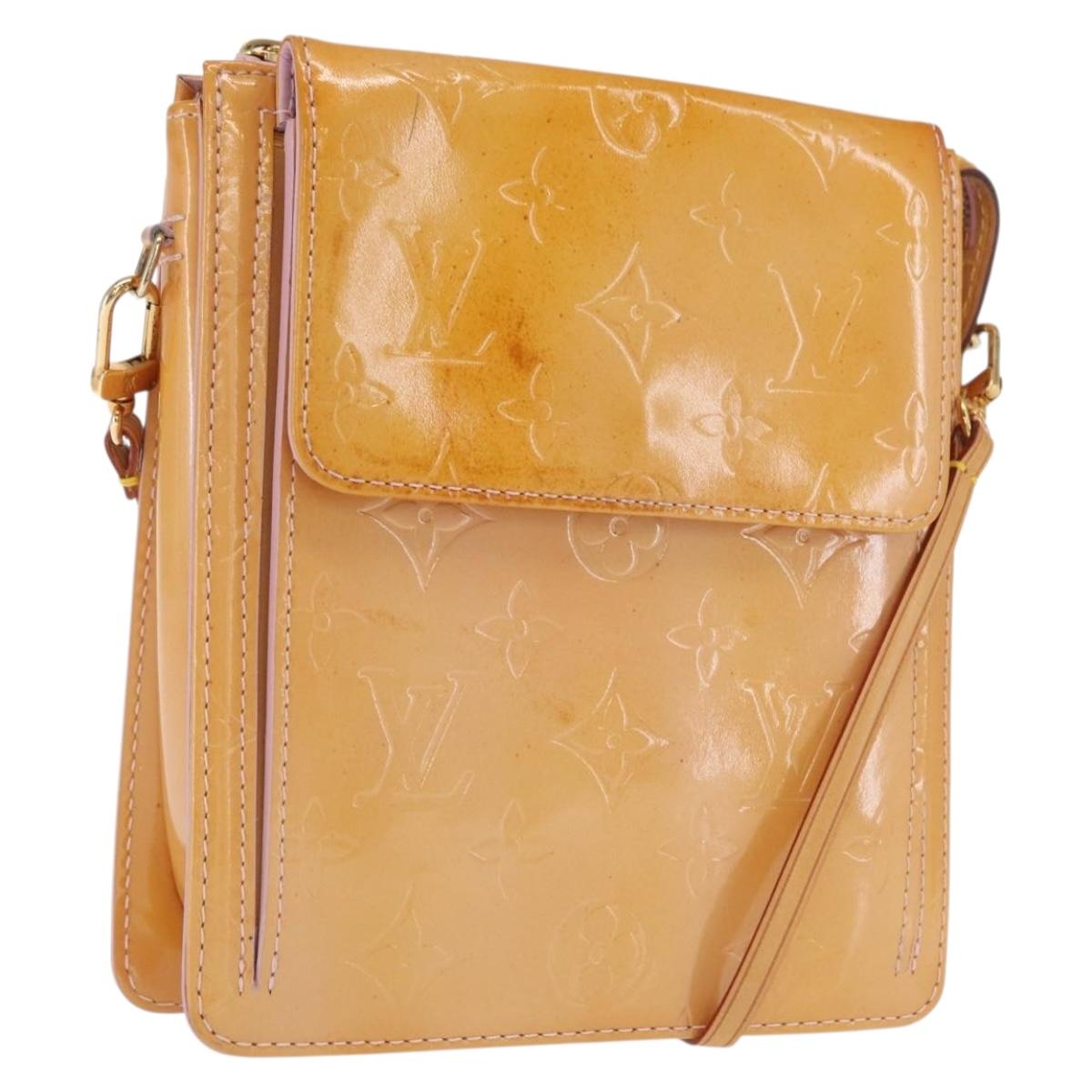 LOUIS VUITTON Monogram Vernis Motto Pouch Rose Florentin M91034 LV Auth 171356