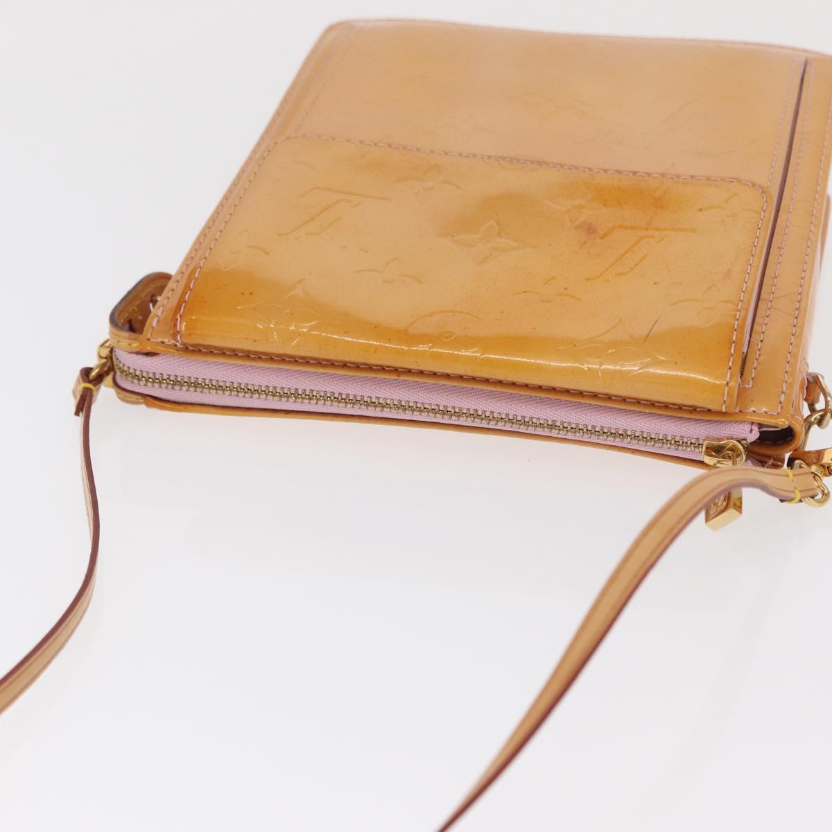 LOUIS VUITTON Monogram Vernis Motto Pouch Rose Florentin M91034 LV Auth 171356