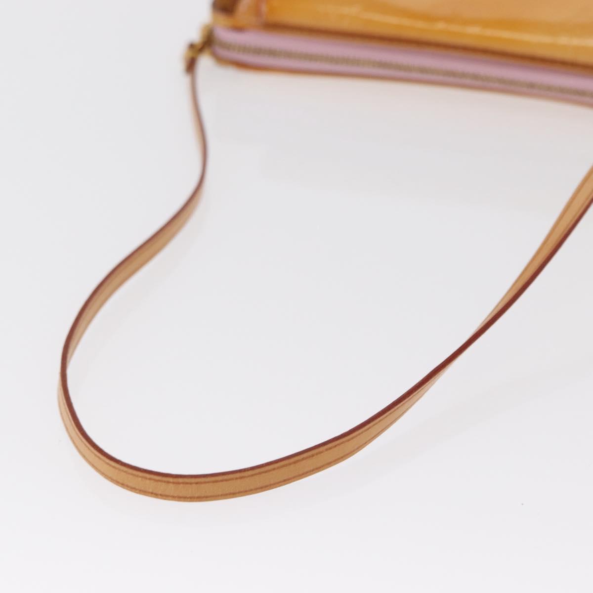 LOUIS VUITTON Monogram Vernis Motto Pouch Rose Florentin M91034 LV Auth 171356