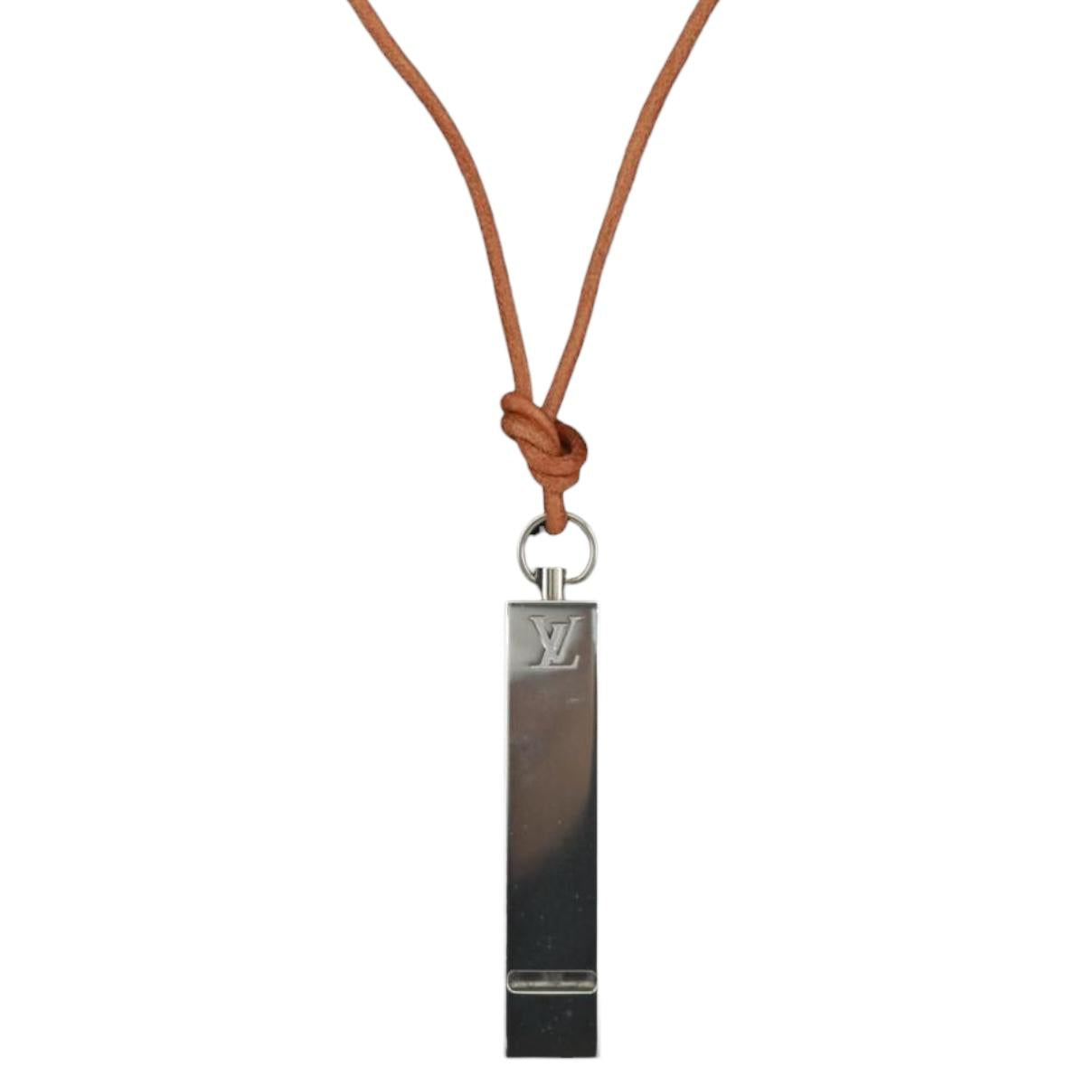 LOUIS VUITTON LV Cup whistle Necklace metal Silver LV Auth 171365A