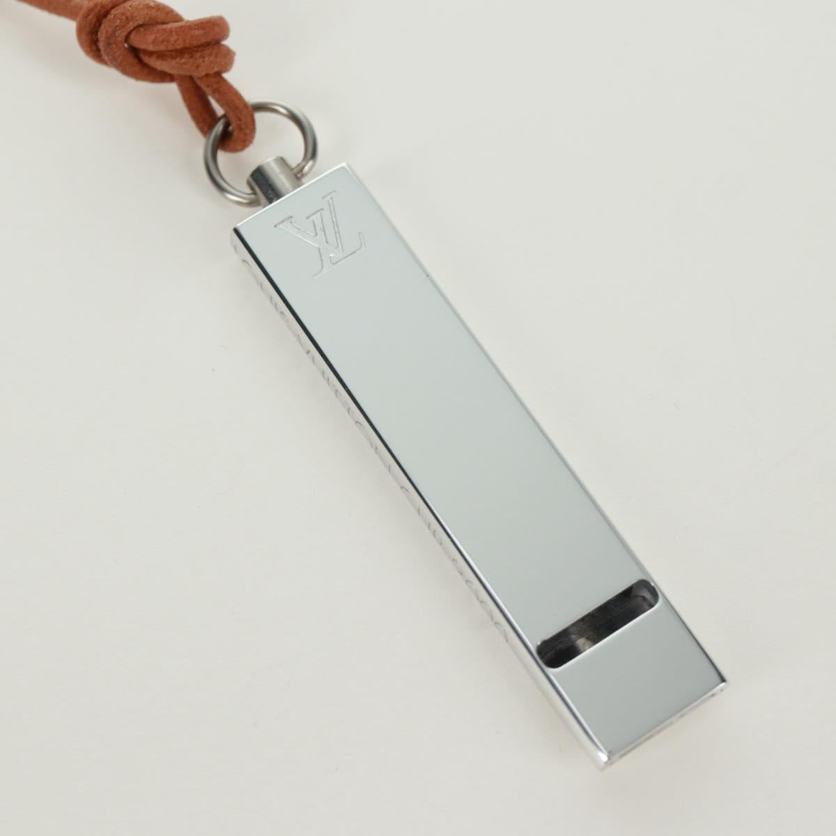 LOUIS VUITTON LV Cup whistle Necklace metal Silver LV Auth 171365A