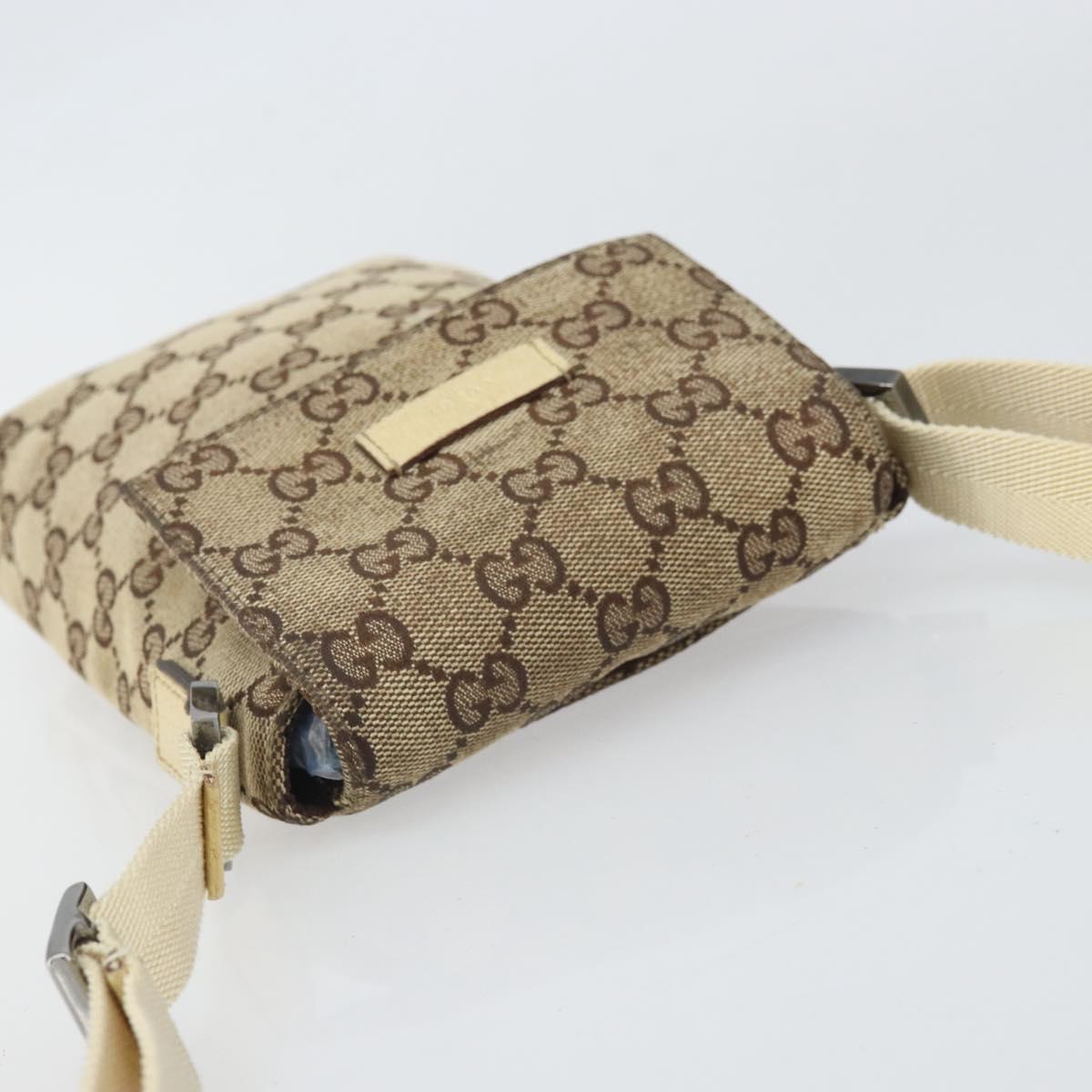 GUCCI GG Canvas Shoulder Bag Beige Silver 145865 Auth 171368