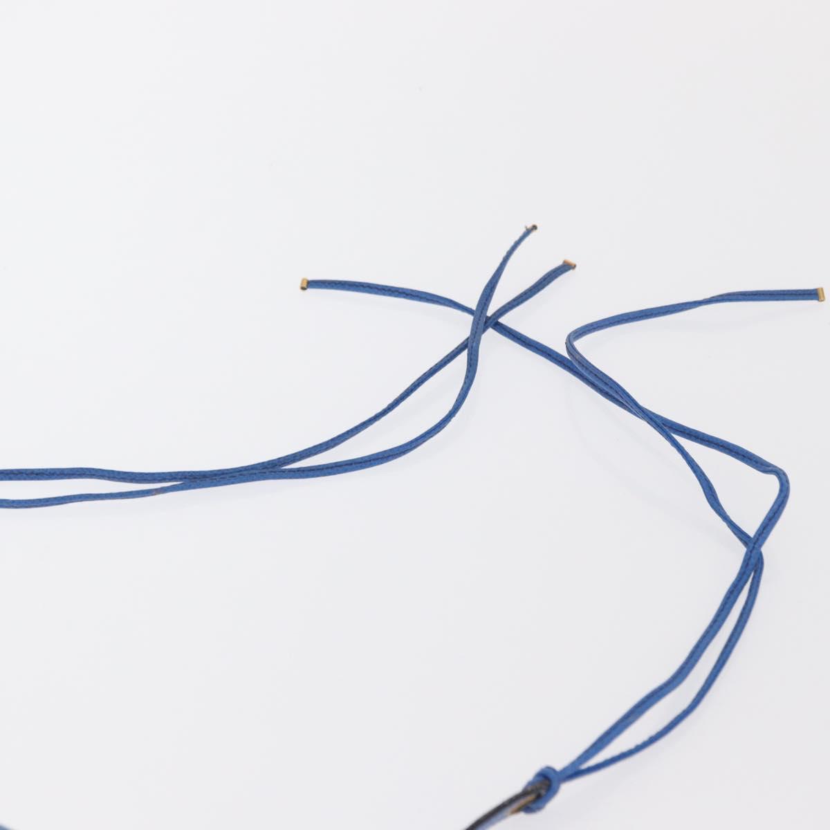 HERMES Courchevel Pochette Green Shoulder Bag Leather Blue Gold Auth 171371