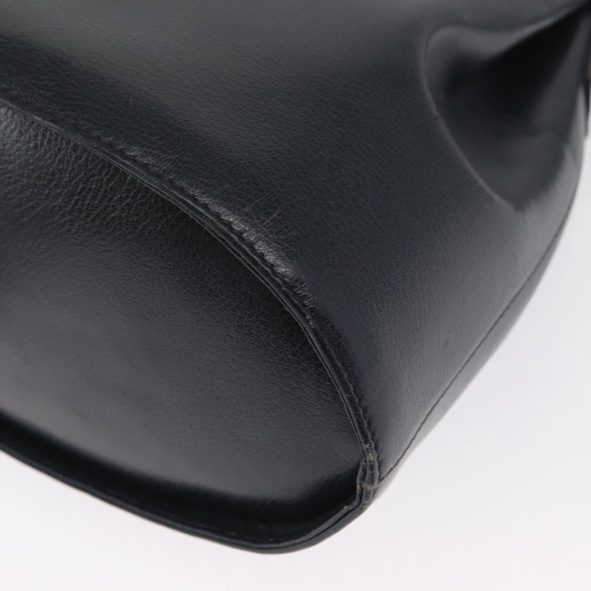 Salvatore Ferragamo Gancini Shoulder Bag Leather Navy Gold Auth 171376