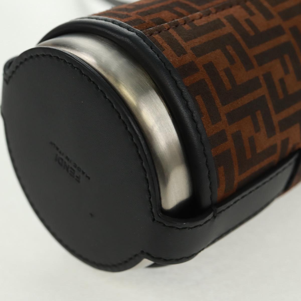 FENDI Zucchino Canvas 24 Bottles Bottle Holder Brown Gold Auth 171378M