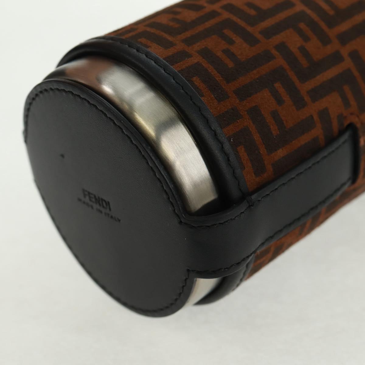 FENDI Zucchino Canvas 24 Bottles Bottle Holder Brown Gold Auth 171378M