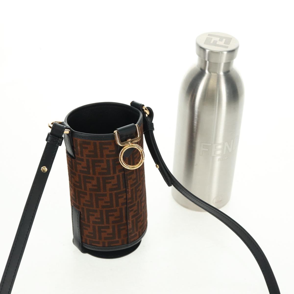 FENDI Zucchino Canvas 24 Bottles Bottle Holder Brown Gold Auth 171378M