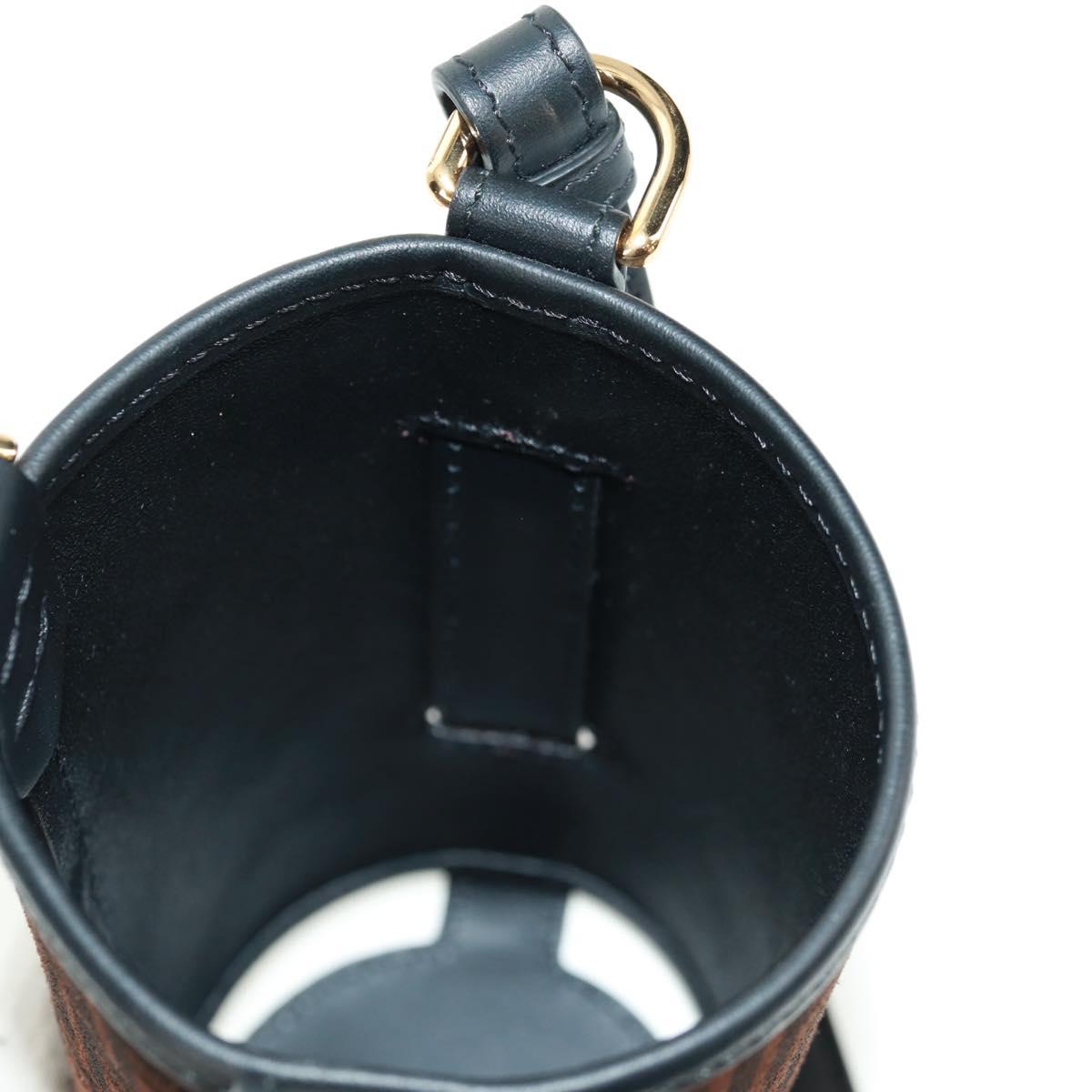 FENDI Zucchino Canvas 24 Bottles Bottle Holder Brown Gold Auth 171378M