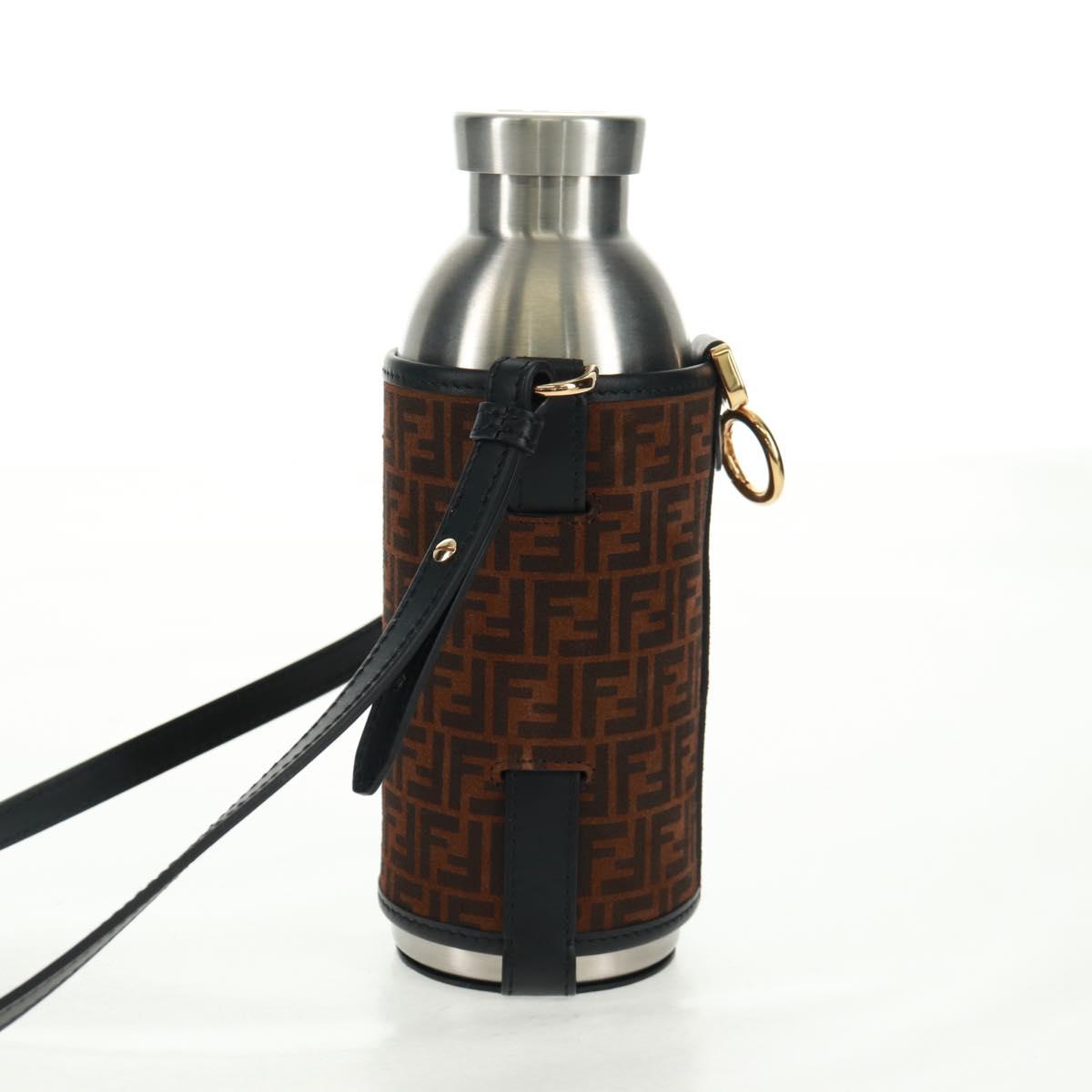 FENDI Zucchino Canvas 24 Bottles Bottle Holder Brown Gold Auth 171378M