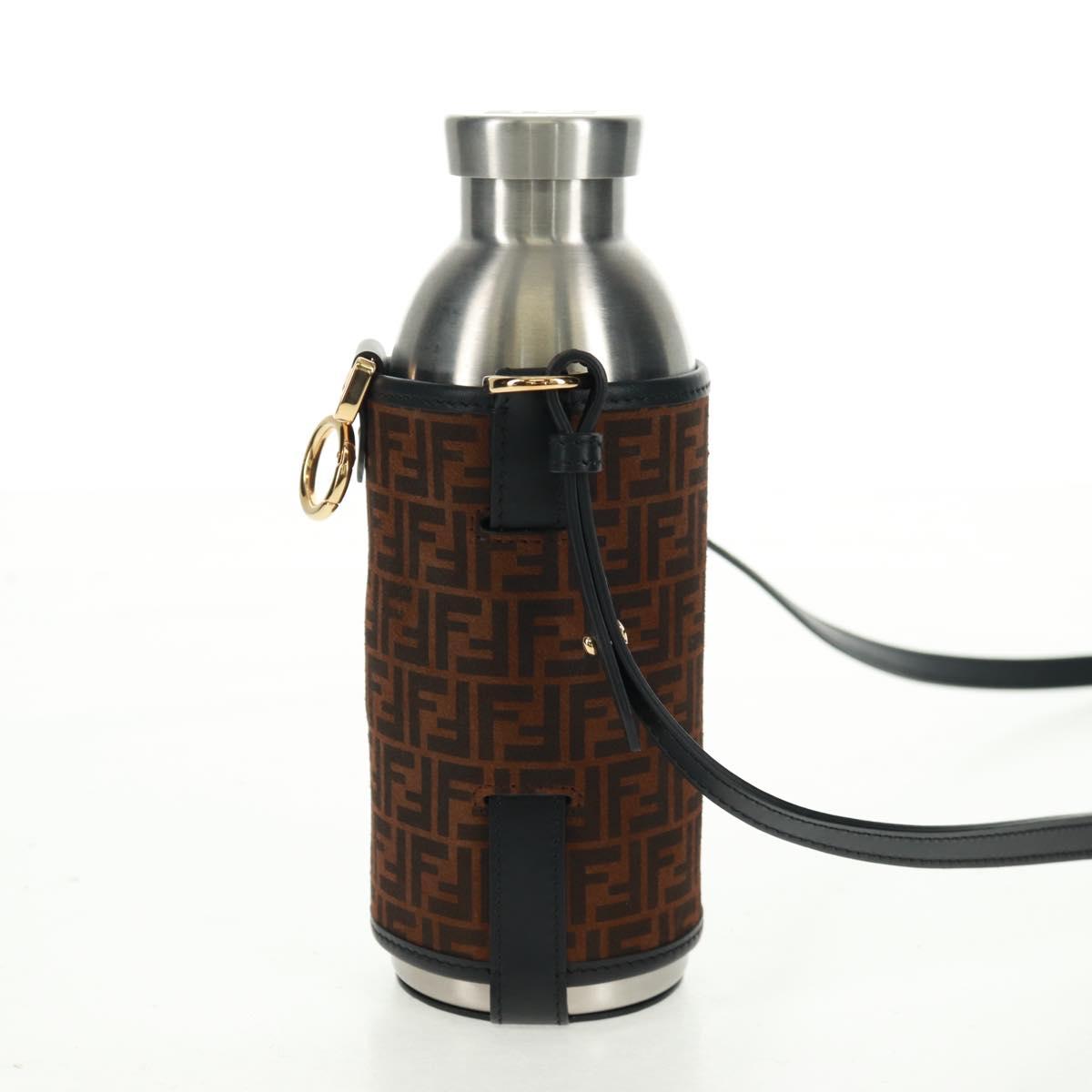 FENDI Zucchino Canvas 24 Bottles Bottle Holder Brown Gold Auth 171378M