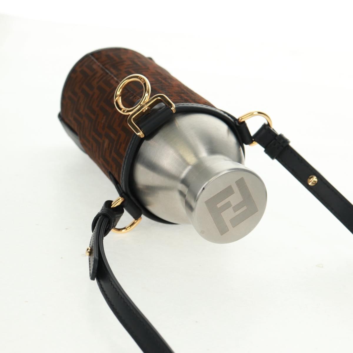 FENDI Zucchino Canvas 24 Bottles Bottle Holder Brown Gold Auth 171378M