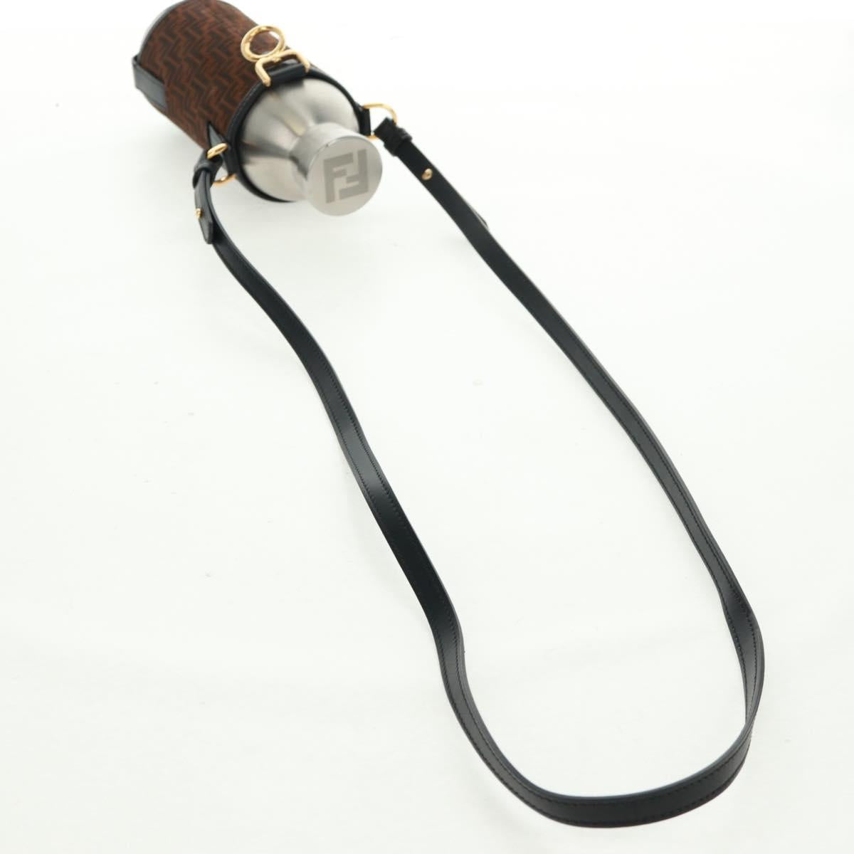 FENDI Zucchino Canvas 24 Bottles Bottle Holder Brown Gold Auth 171378M