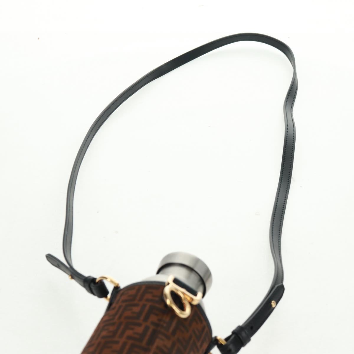 FENDI Zucchino Canvas 24 Bottles Bottle Holder Brown Gold Auth 171378M