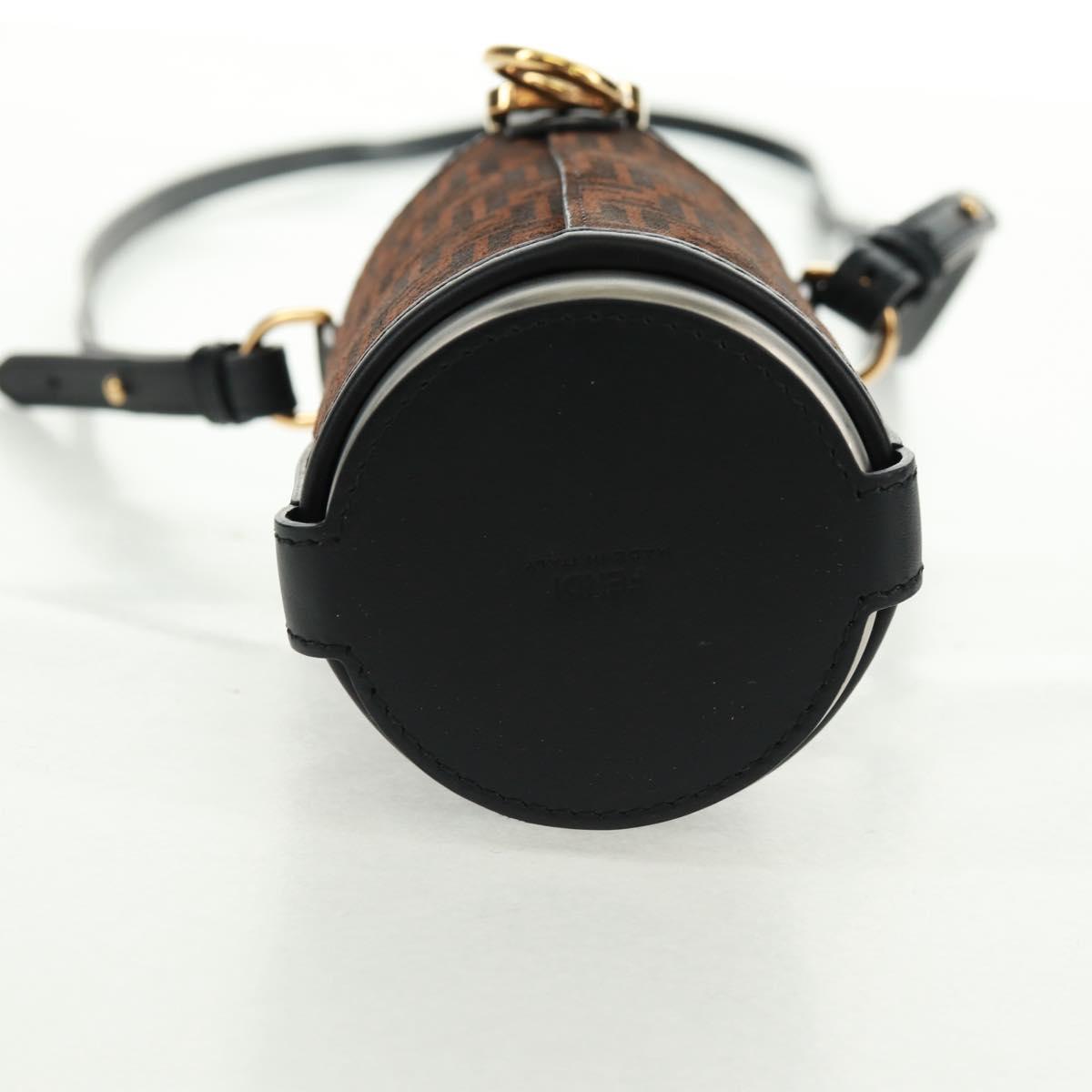 FENDI Zucchino Canvas 24 Bottles Bottle Holder Brown Gold Auth 171378M