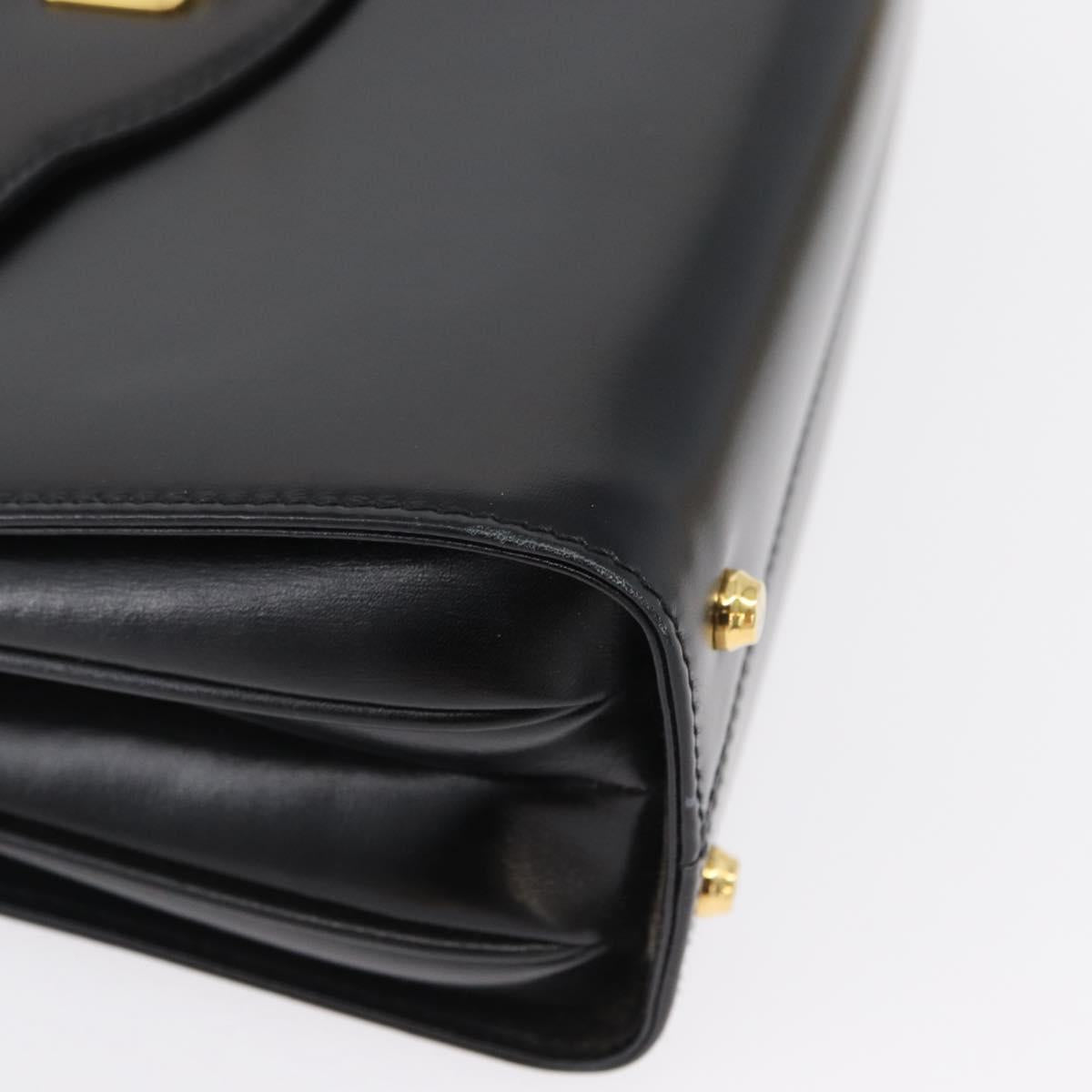 BALLY Hand Bag Leather 2way Black Gold Auth 171380