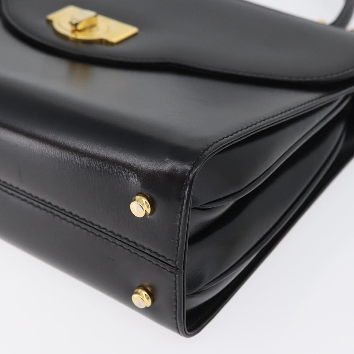 BALLY Hand Bag Leather 2way Black Gold Auth 171380
