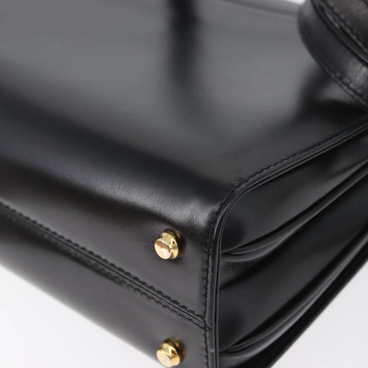 BALLY Hand Bag Leather 2way Black Gold Auth 171380