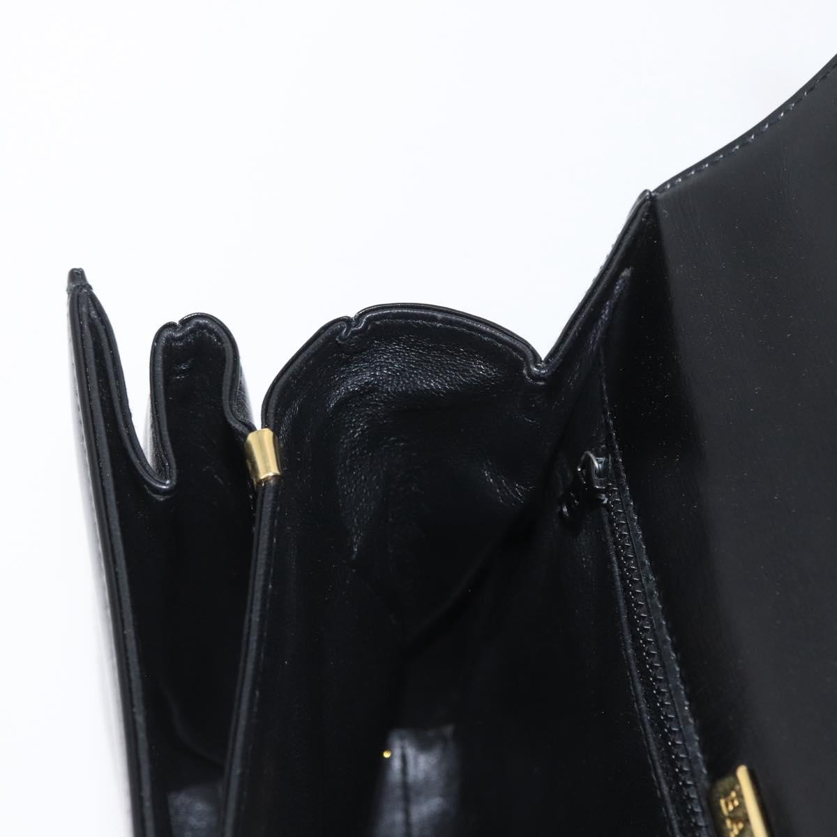BALLY Hand Bag Leather 2way Black Gold Auth 171380