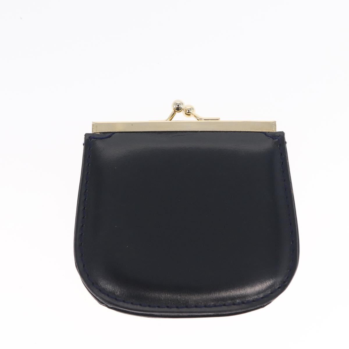 GUCCI Hand Bag Leather Navy Gold 000 056 0017 Auth 171384