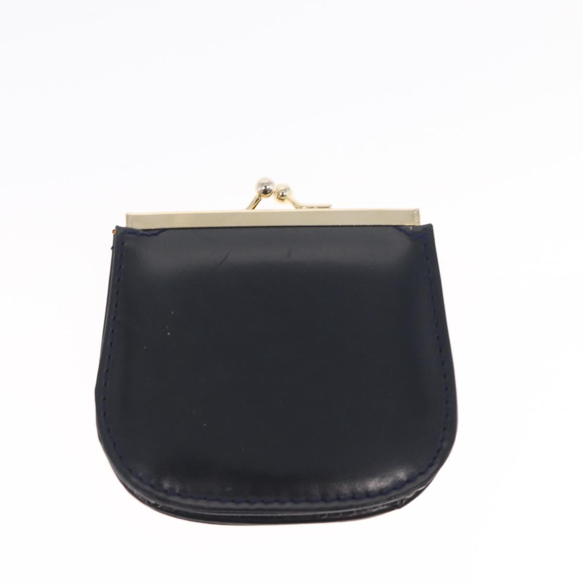 GUCCI Hand Bag Leather Navy Gold 000 056 0017 Auth 171384