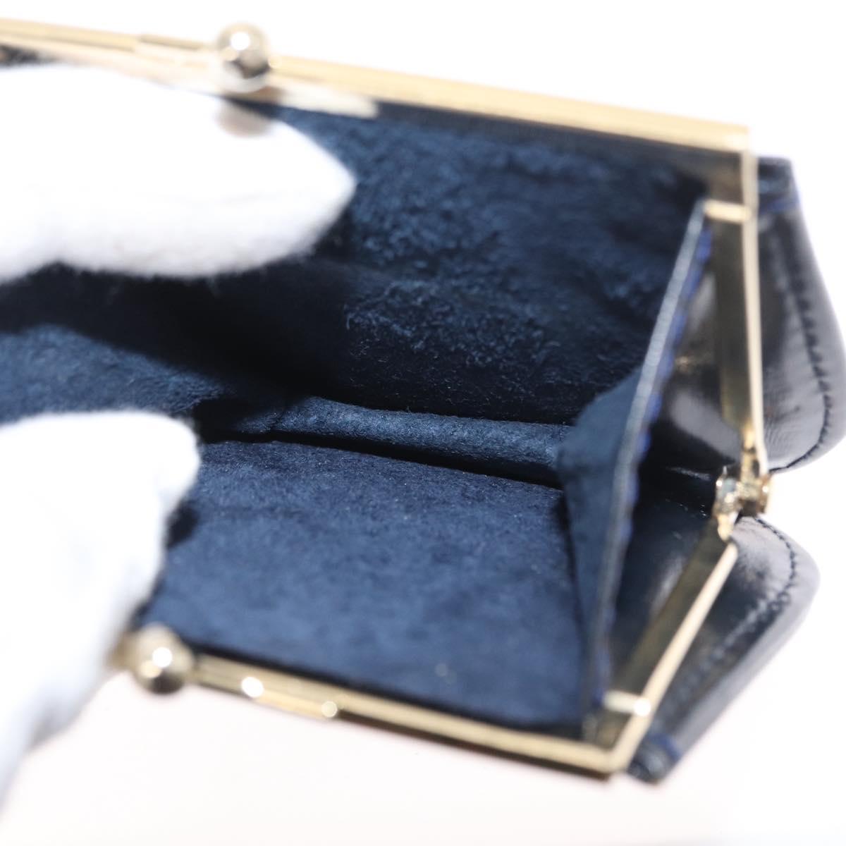 GUCCI Hand Bag Leather Navy Gold 000 056 0017 Auth 171384