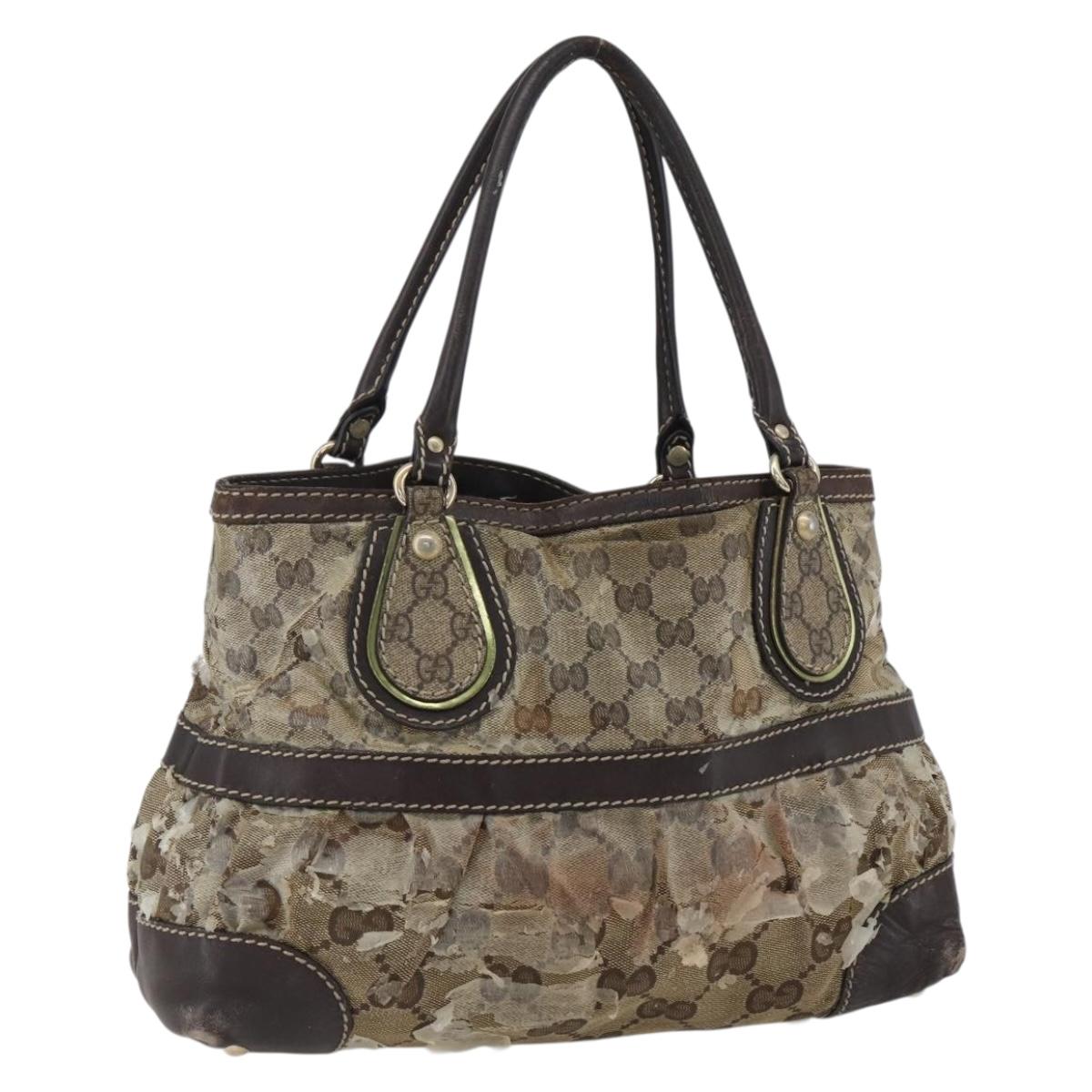 GUCCI GG Crystal Tote Bag Coated Canvas Gold Beige 223964 Auth 171389