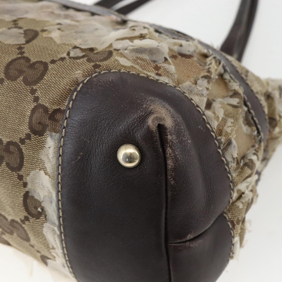GUCCI GG Crystal Tote Bag Coated Canvas Gold Beige 223964 Auth 171389